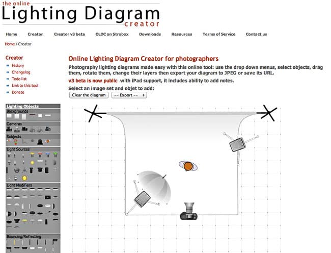 Creador de diagramas de iluminación en línea – Revista de fotos digitales