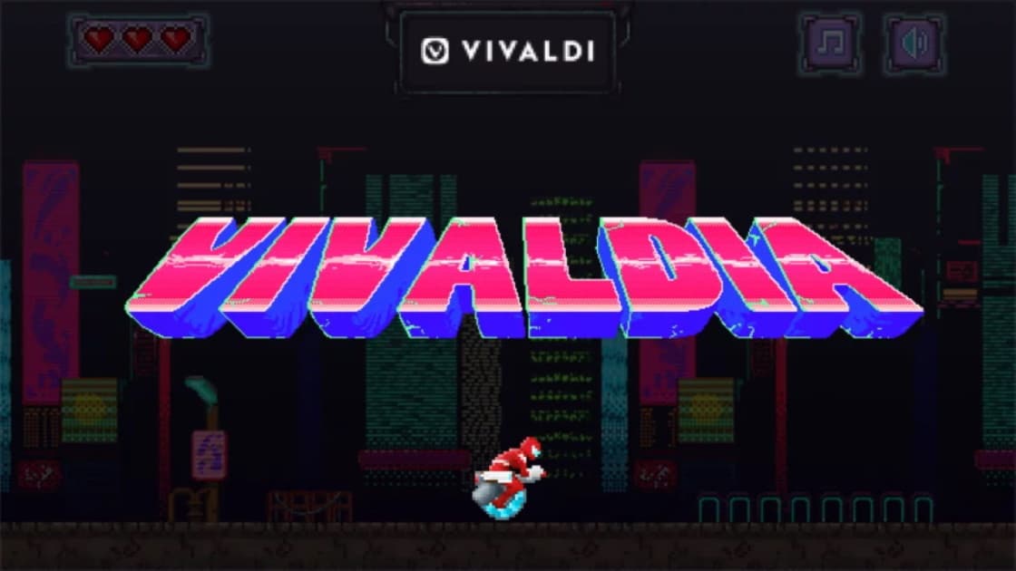 El navegador web de Vivaldi ahora incluye un juego arcade Cyberpunk de los 80