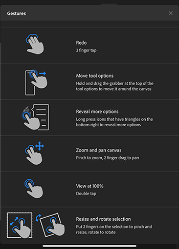 Gestos en Photoshop para iPad