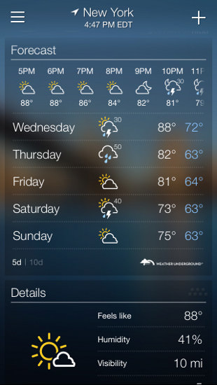 Yahoo Weather (para iPhone)