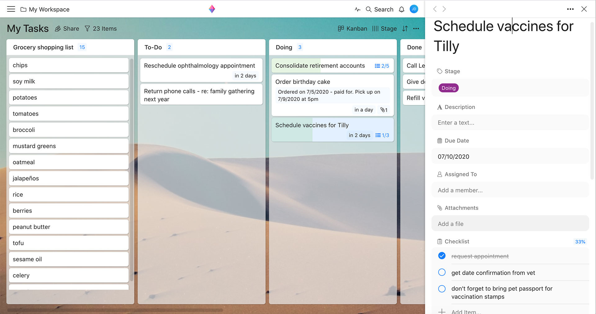 Tablero kanban Zenkit