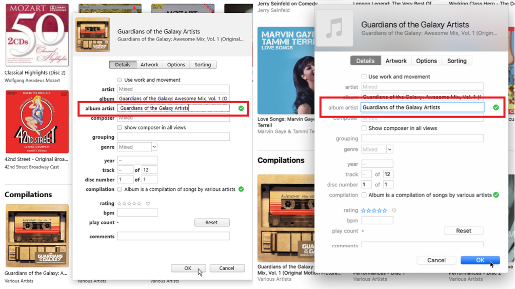 Organizar la aplicación de música iTunes