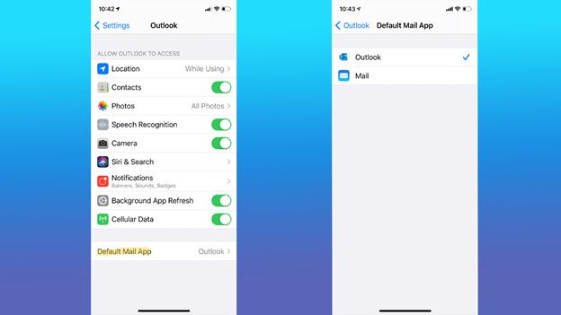 Configuración de la aplicación de correo predeterminada en iOS 14