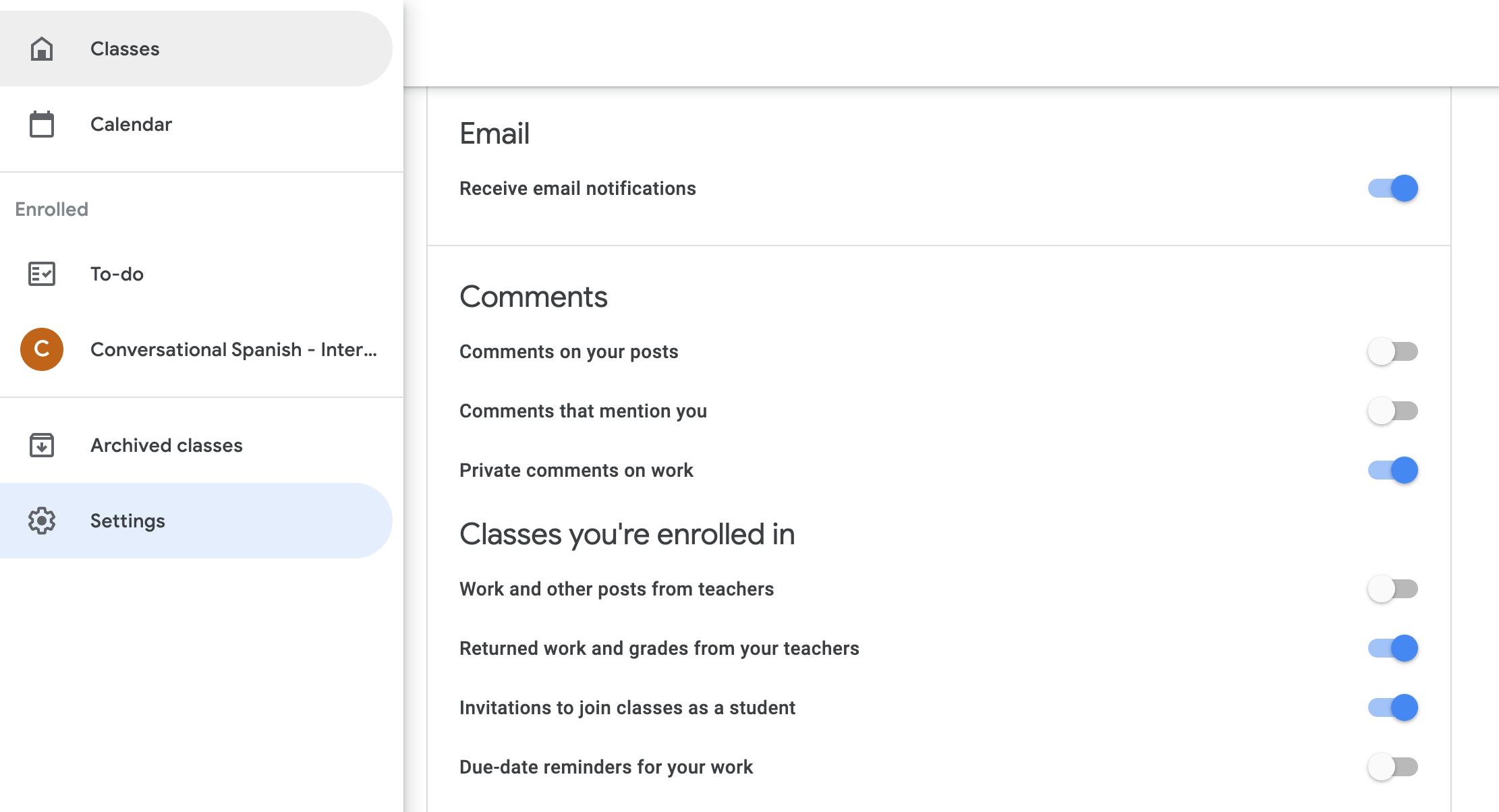 Configuración de notificaciones de Google Classroom