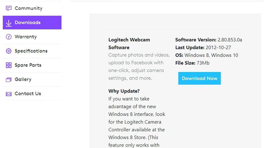 pantalla de instalación del controlador de cámara web logitech