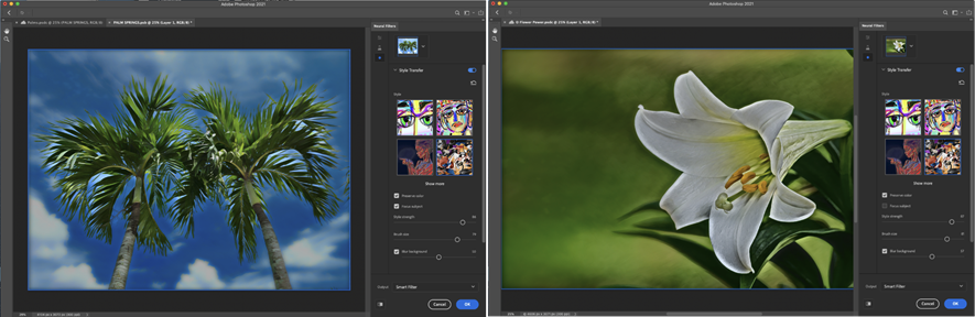 Filtros neuronales de IA con transferencia de estilo en Photoshop Adobe Max 2020