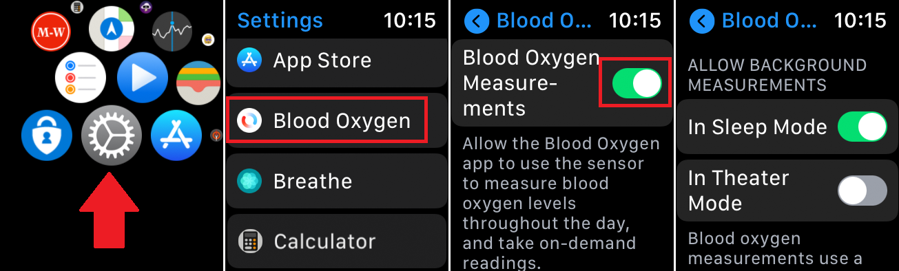 Configuración de oxígeno en sangre en Apple Watch