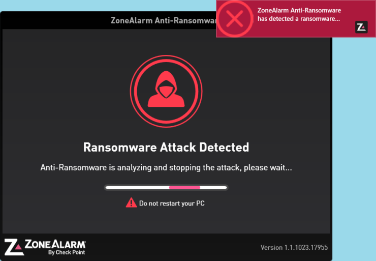 Detección de ZoneAlarm Anti-Ransomware