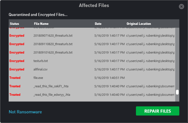 Archivos ZoneAlarm Anti-Ransomware