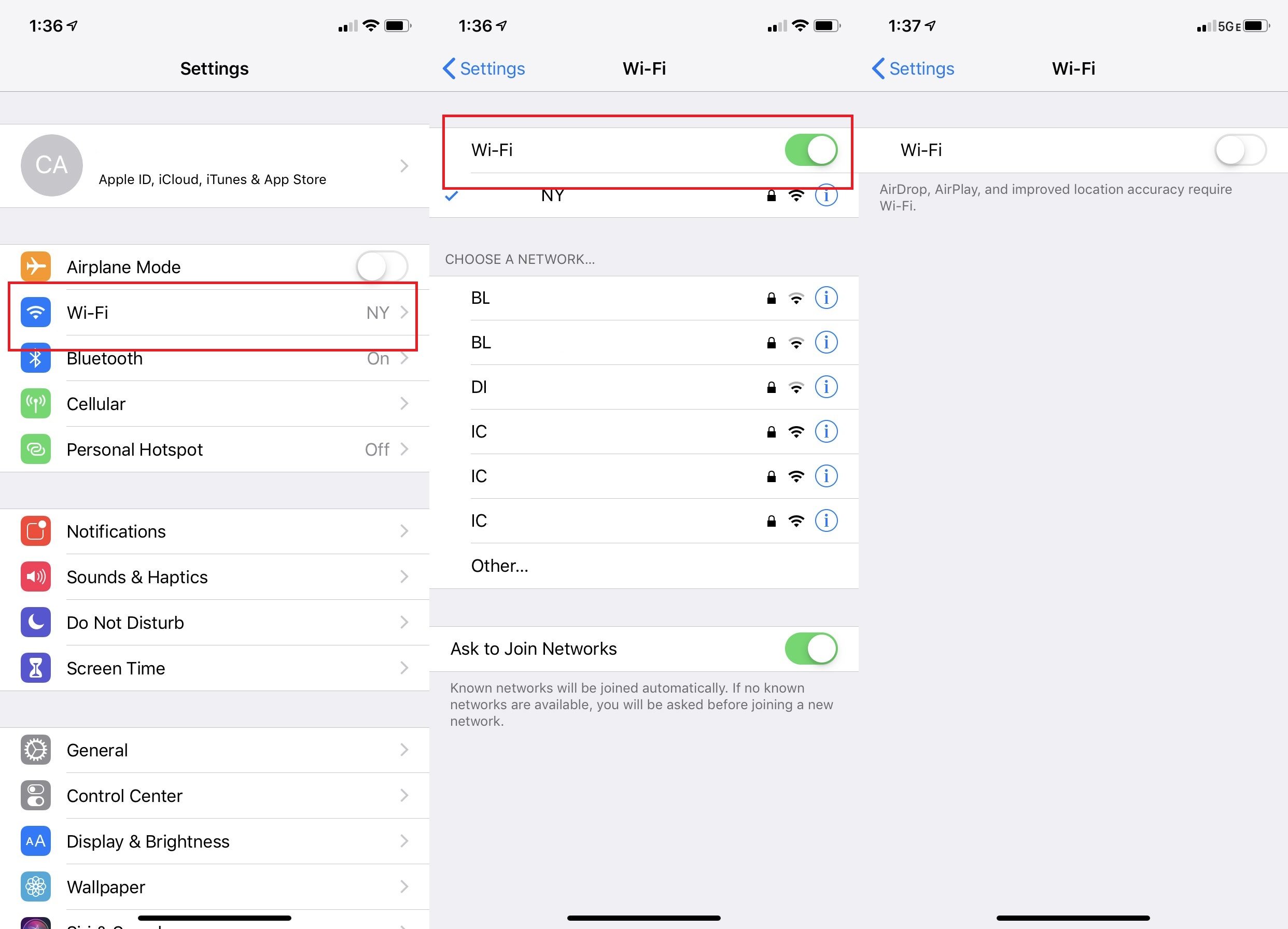 configuración de iPhone wi-fi