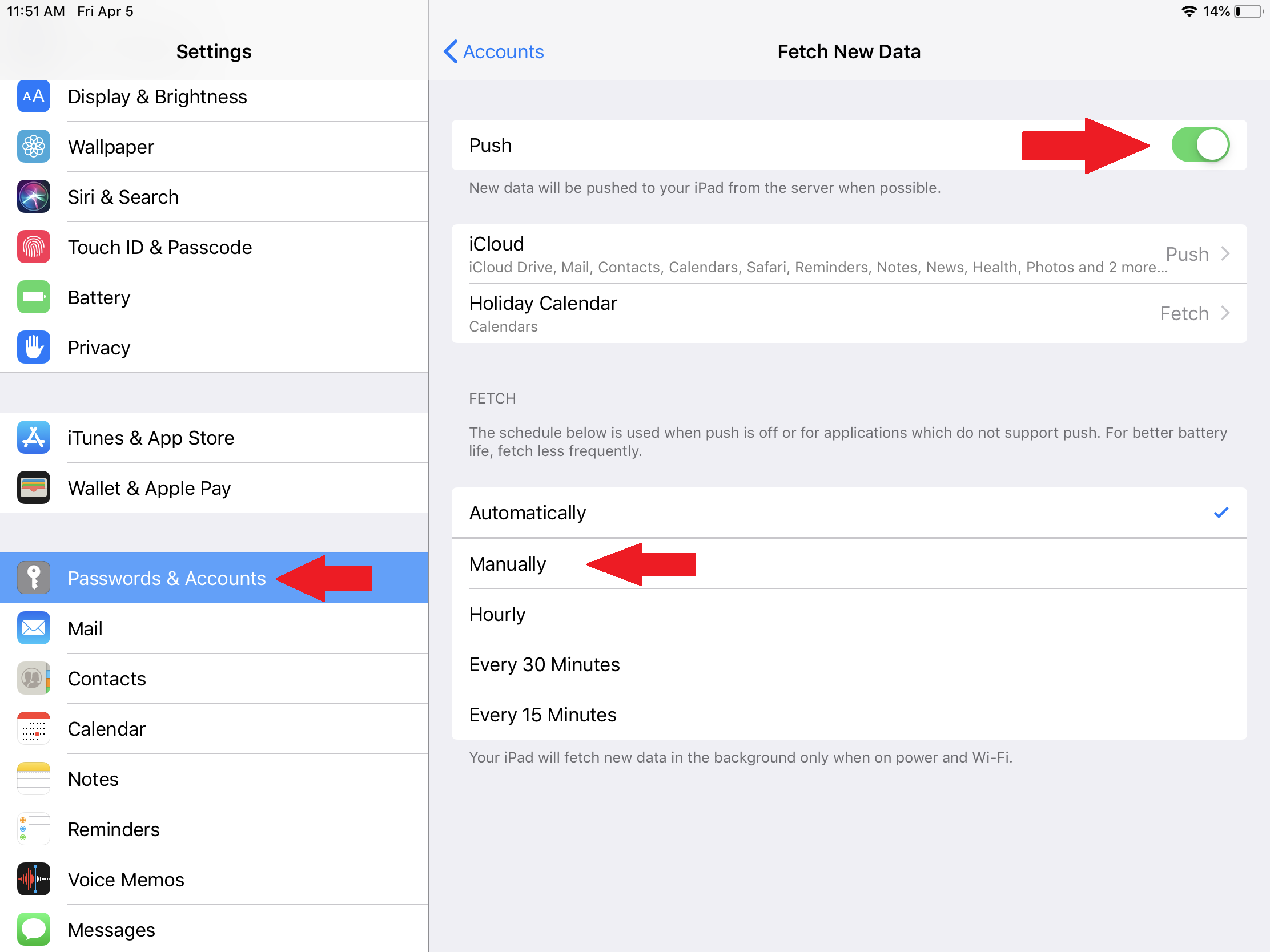 Datos de configuración de iPhone