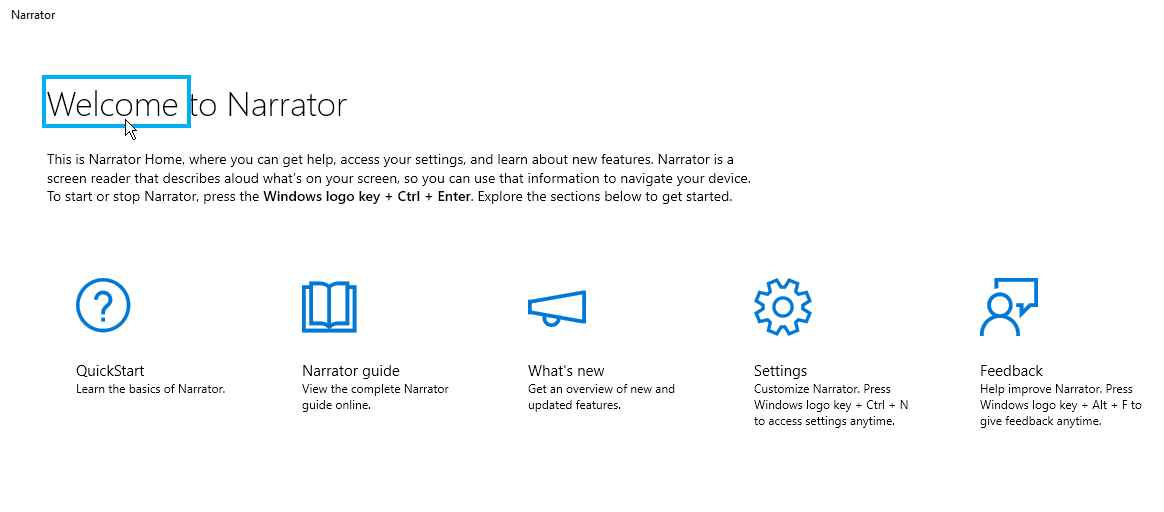 Configuración del narrador de Windows