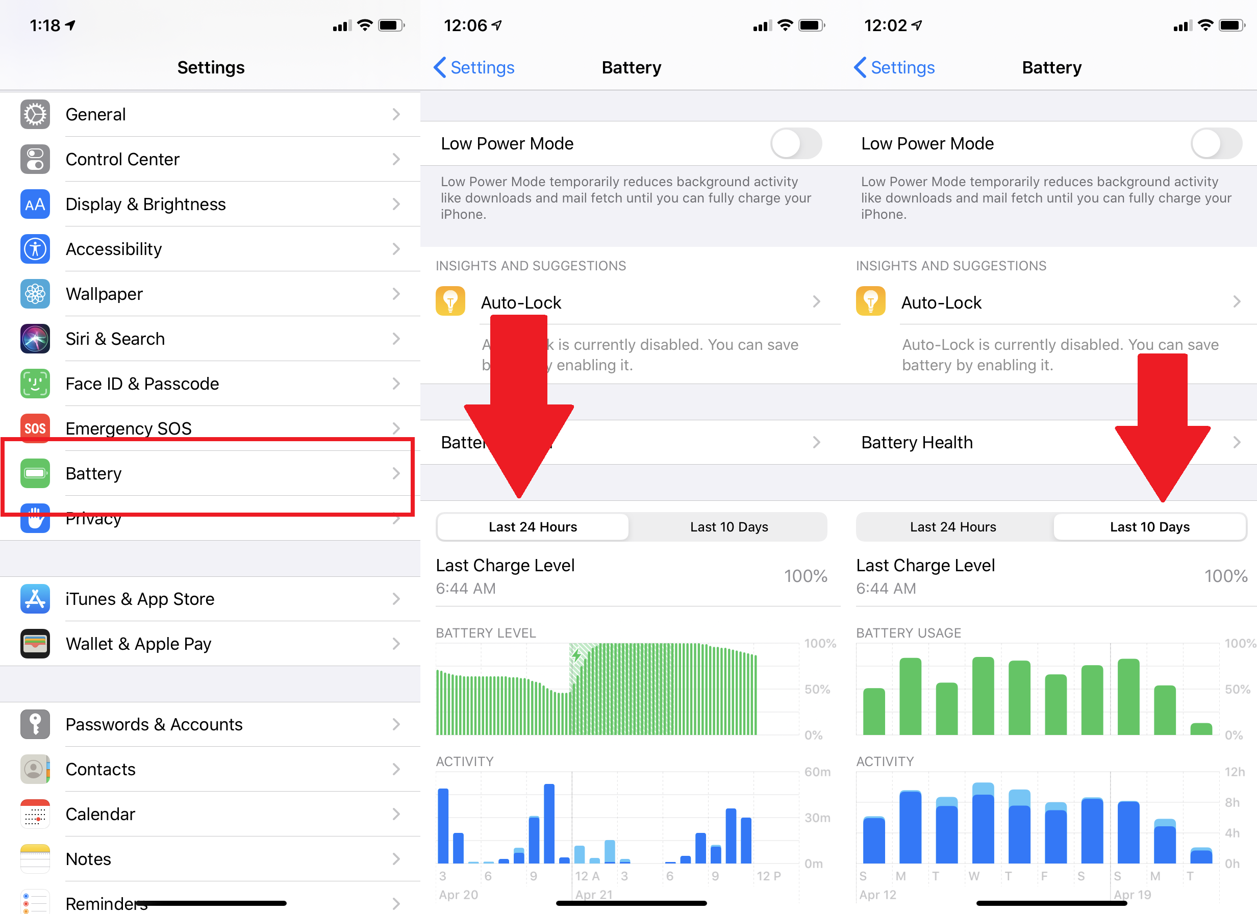 Configuración de la batería del iPhone