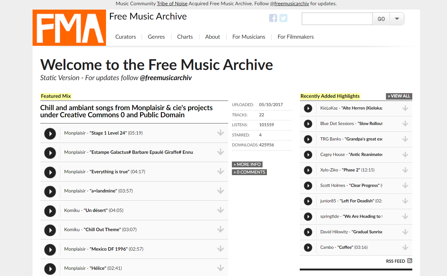 Sitio web de Free Music Archive