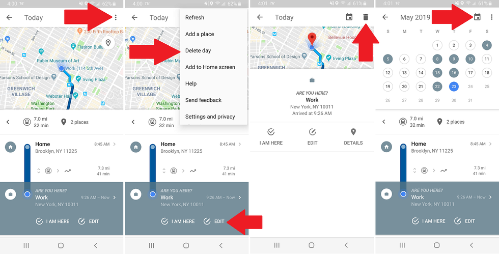 Eliminar datos de ubicación de Google Maps