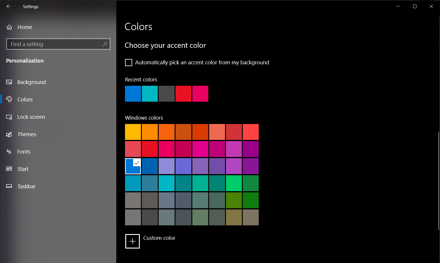 colores de acento de windows