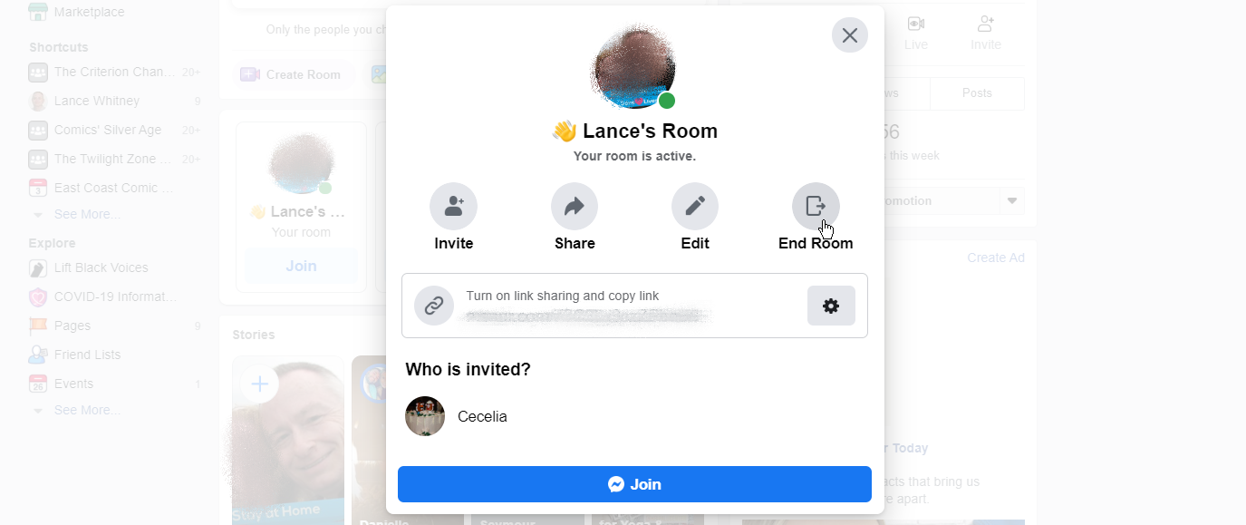 Configuración de salas de Facebook Messenger