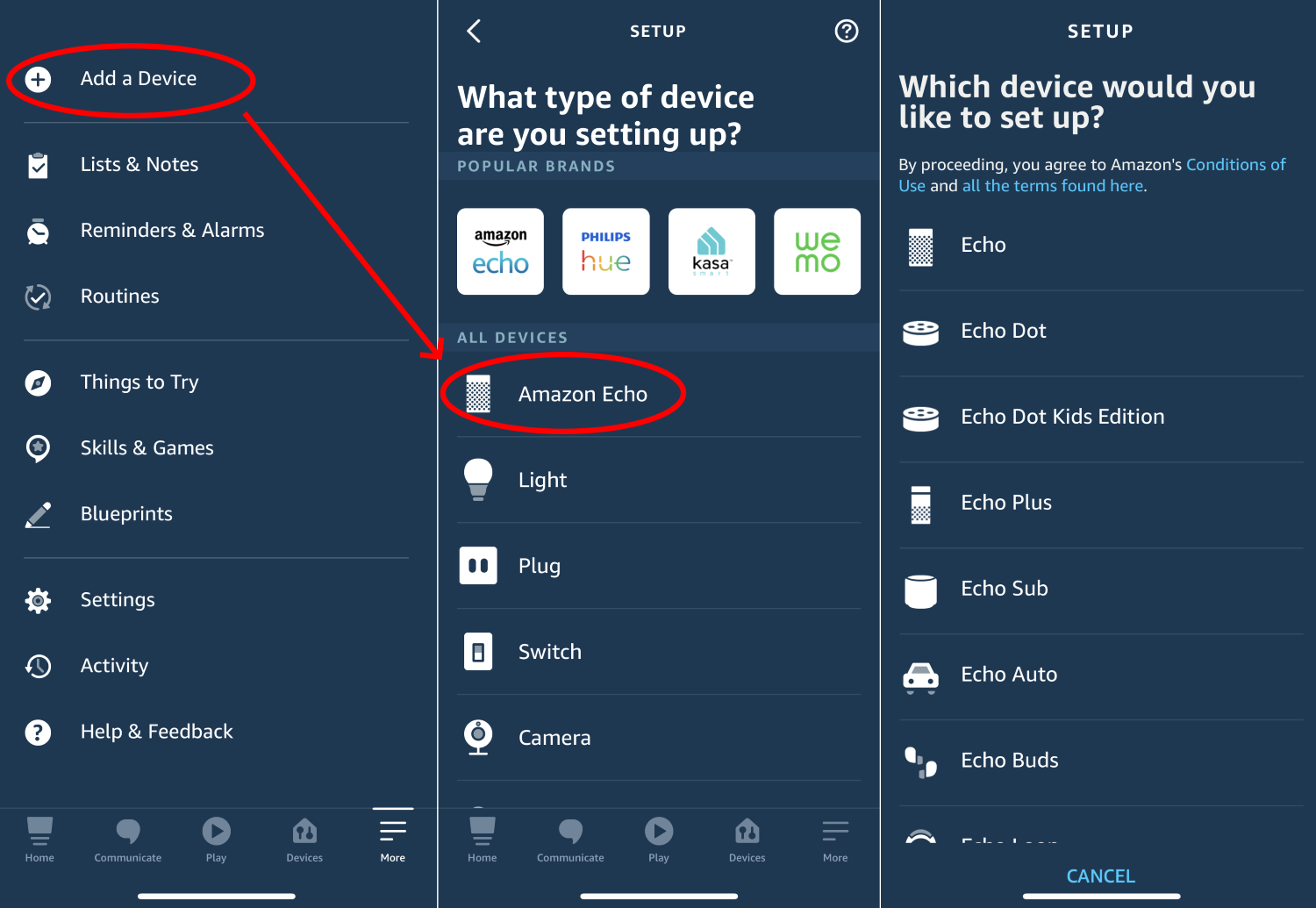 Configuración de Echo Show en iOS