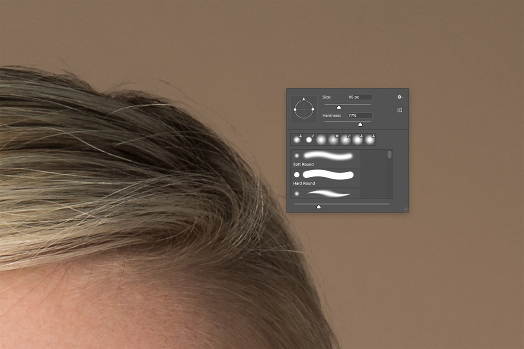 Reparación de cabello en capas en Photoshop