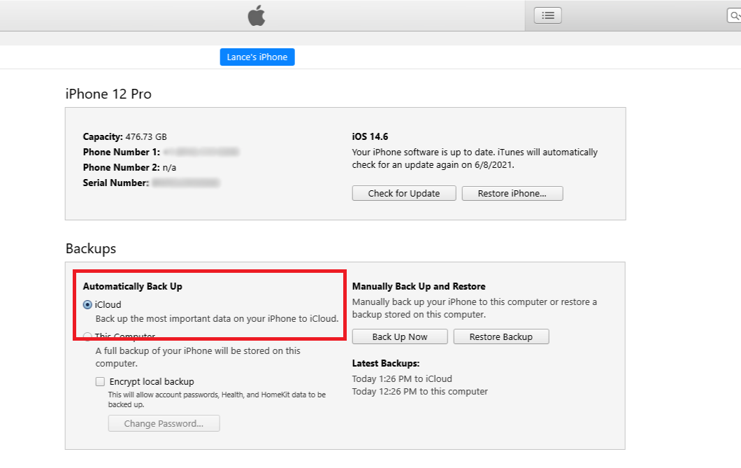 opción de copia de seguridad de icloud