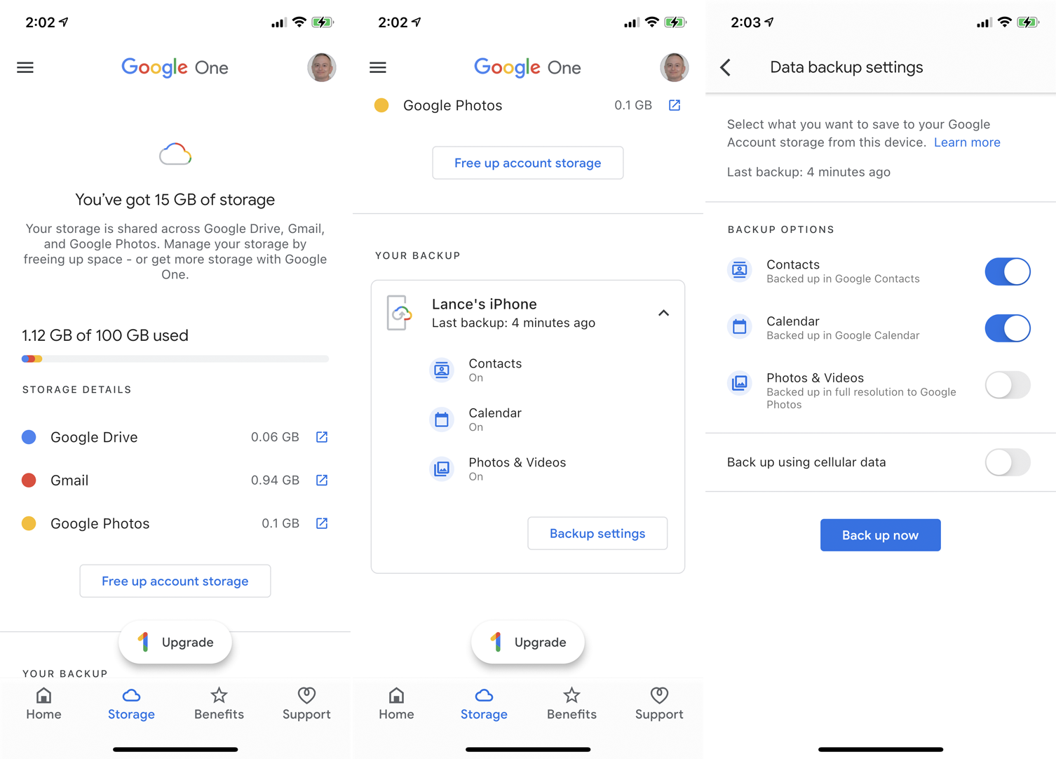almacenamiento de google one