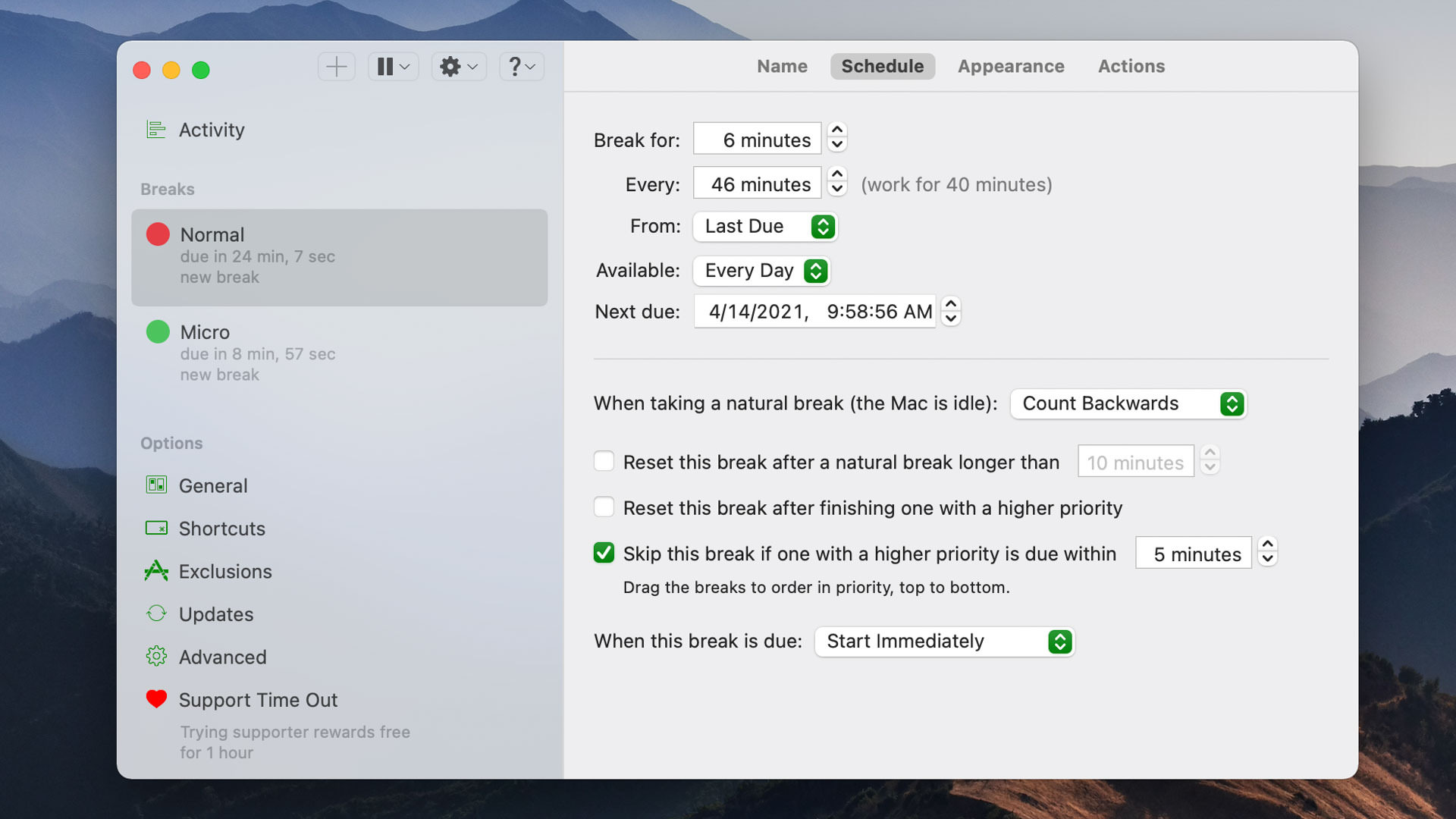 Configuración de TimeOut para Mac